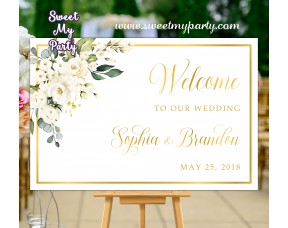 Ivory Wedding Welcome Sign,Cream Wedding Welcome sign,(123aw)